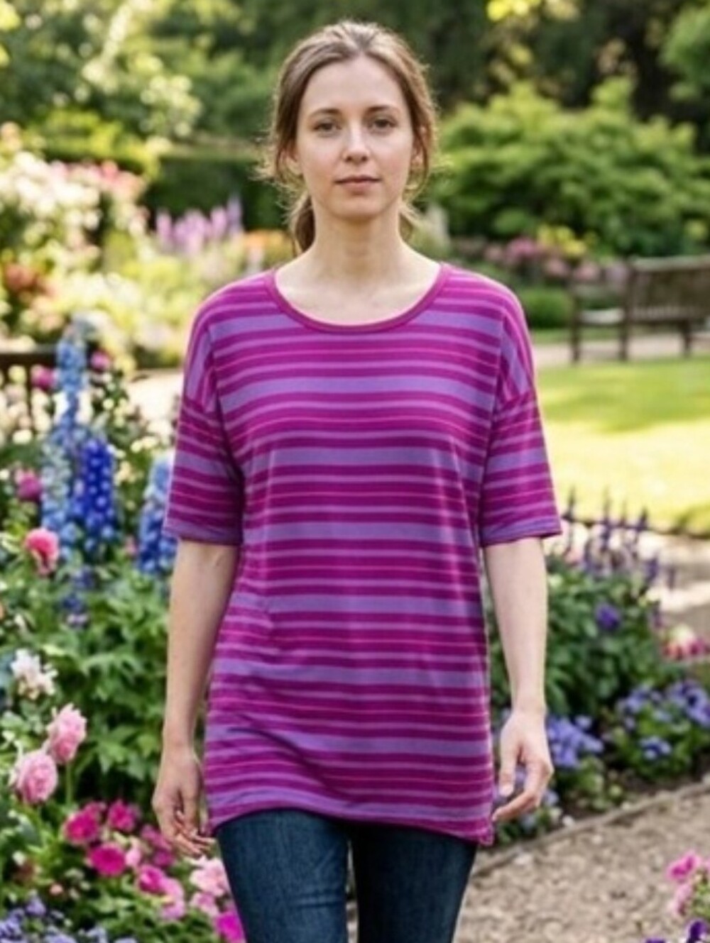 NWT LuLaRoe 2XS S M Irma Oversized Purple Striped Tunic Top